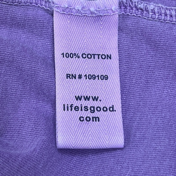 Life is Good Long Sleeve Crew Neck Tee Powder Room Size Large Purple - Picture 6 of 11